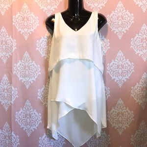 White House Black Market White Tulip Hem Blouse